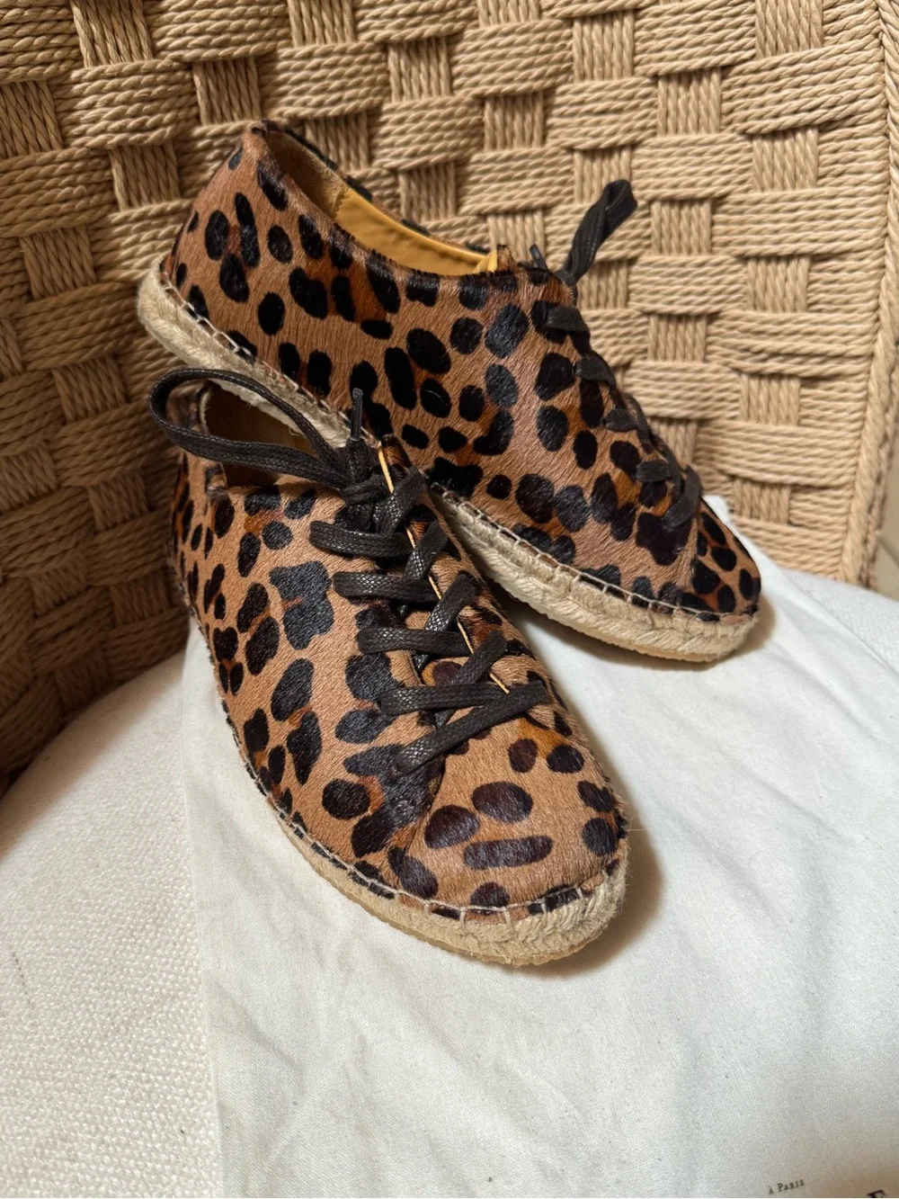 Sezane Julie Leopard Print Espadrille Sneakers - Women size 39 NWOB